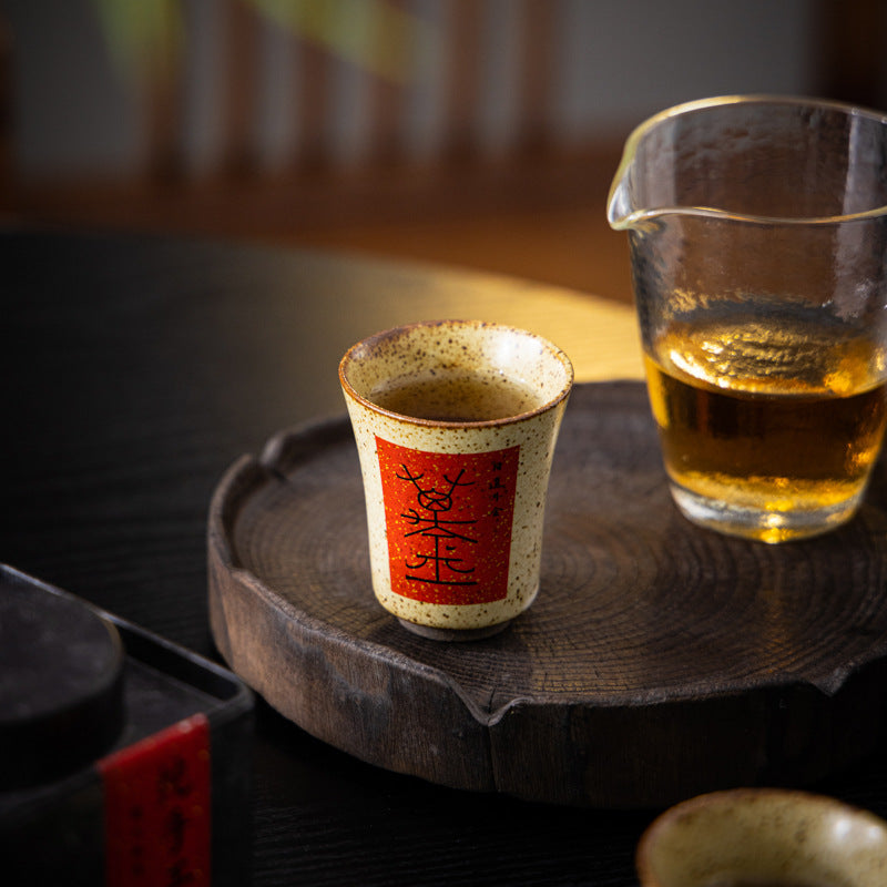 Rough Pottery Calligraphy Ri Jin Dou Jin Tea Cup Dot Gold Master Cup Ceramic Cup
